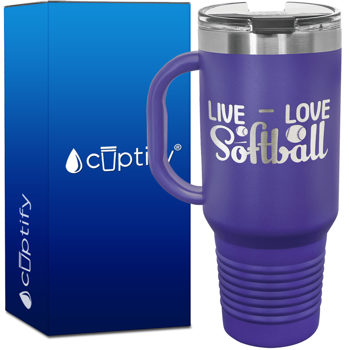 Live Love Softball 40oz Softball Travel Mug