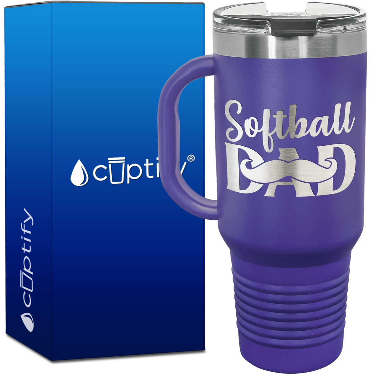Softball Dad Mustache 40oz Softball Travel Mug