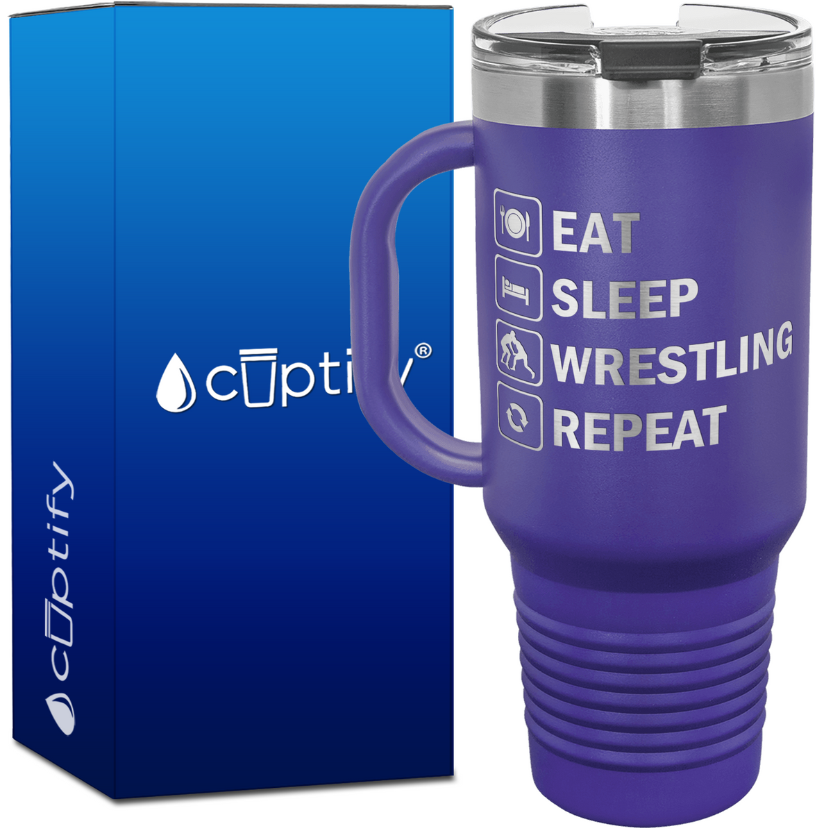 Eat Sleep Wrestling Repeat 40oz Travel Mug