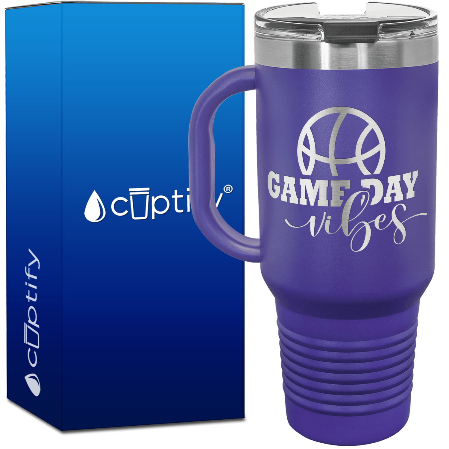 Game Day Vibes 40oz Basketball Travel Mug