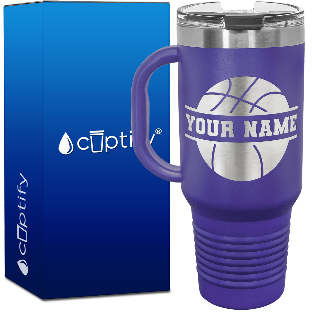Personalized Basketball 40oz Basketball Travel Mug