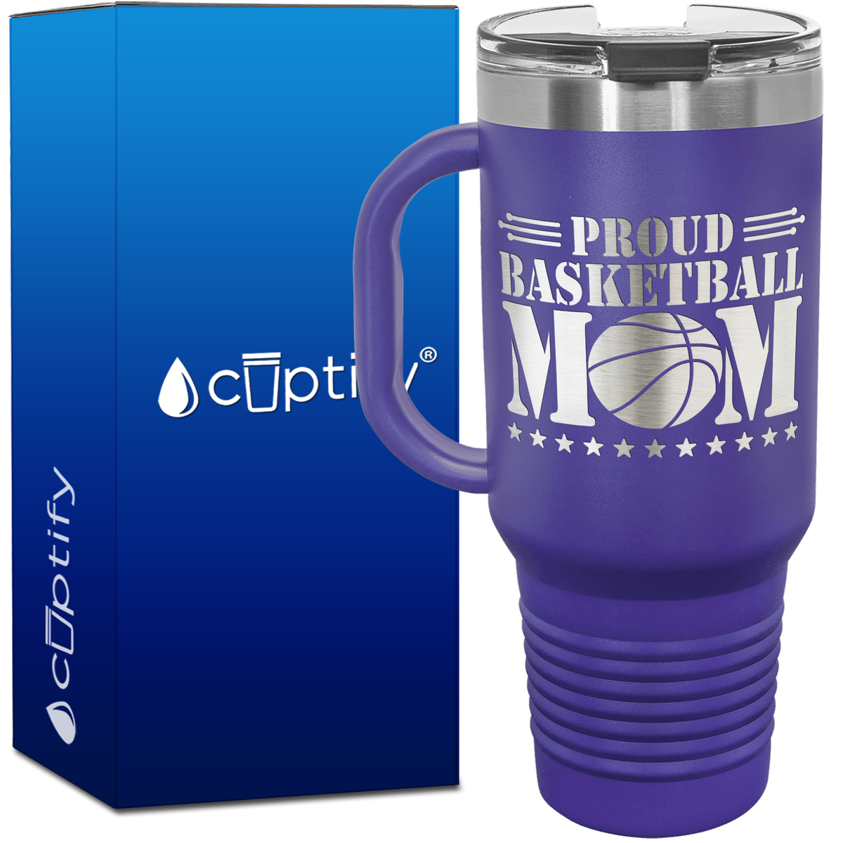 Proud Basketball Mom 40oz Basketball Travel Mug