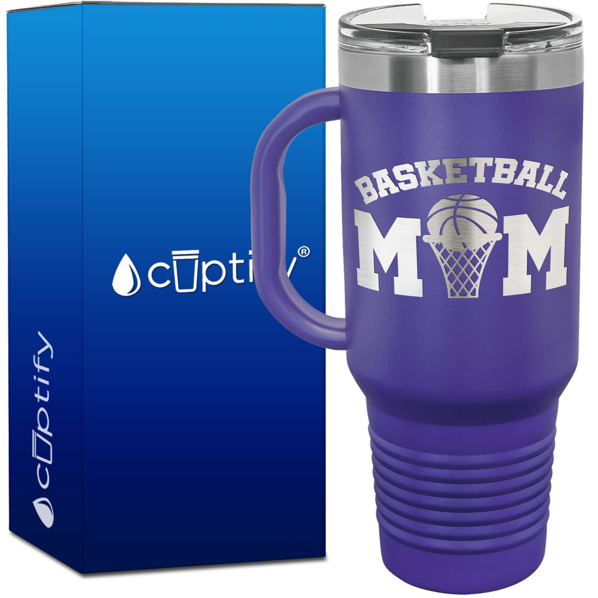 Basketball Mom Ball and Net 40oz Basketball Travel Mug