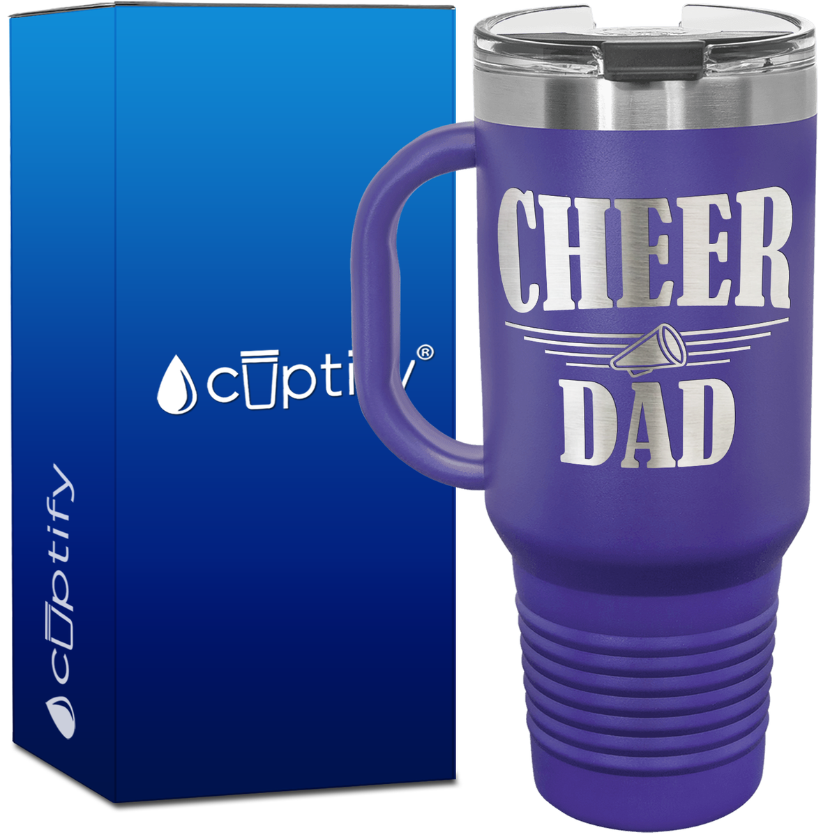 Cheer Dad with Megaphone 40oz Cheer Travel Mug