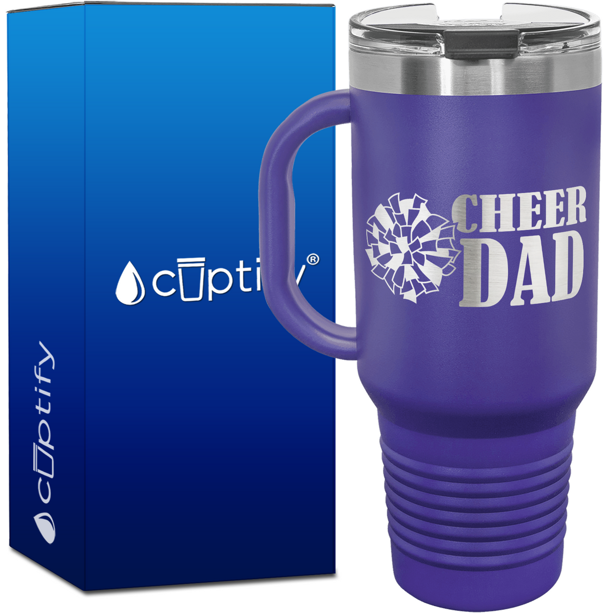 Cheer Dad with Pom Pom 40oz Cheer Travel Mug