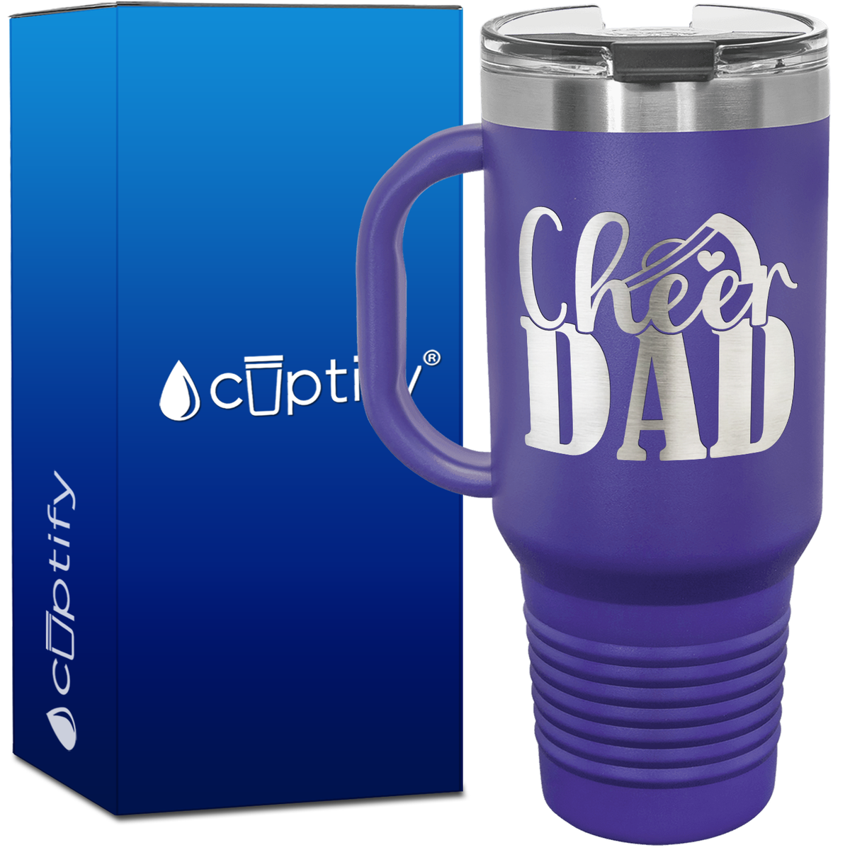 Cheer Dad Megaphone Heart 40oz Cheer Travel Mug
