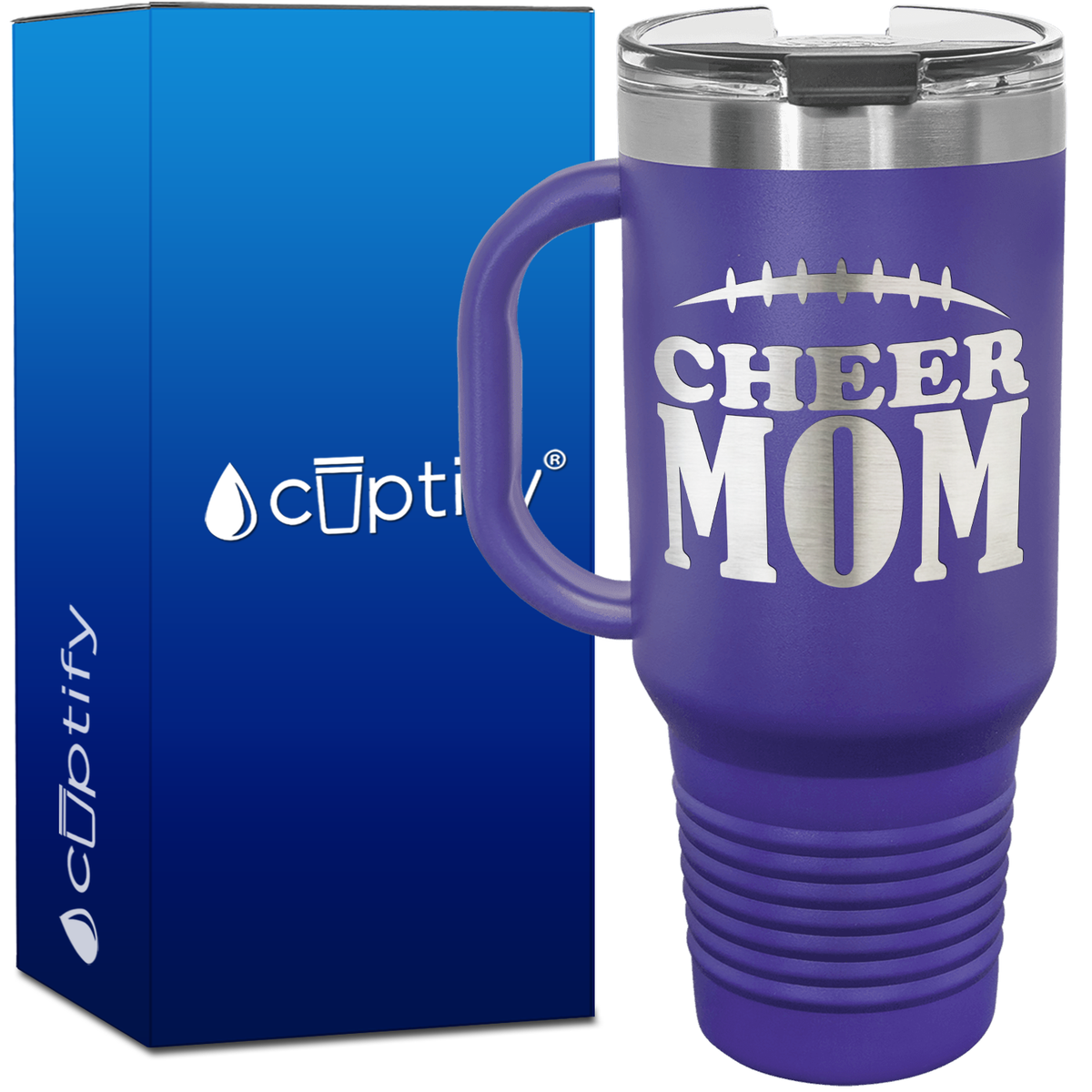 Cheer Mom Football Stitches 40oz Cheer Travel Mug