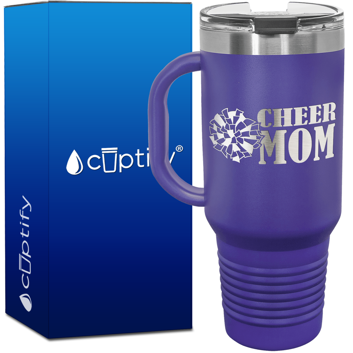 Cheer Mom with Pom Pom 40oz Cheer Travel Mug