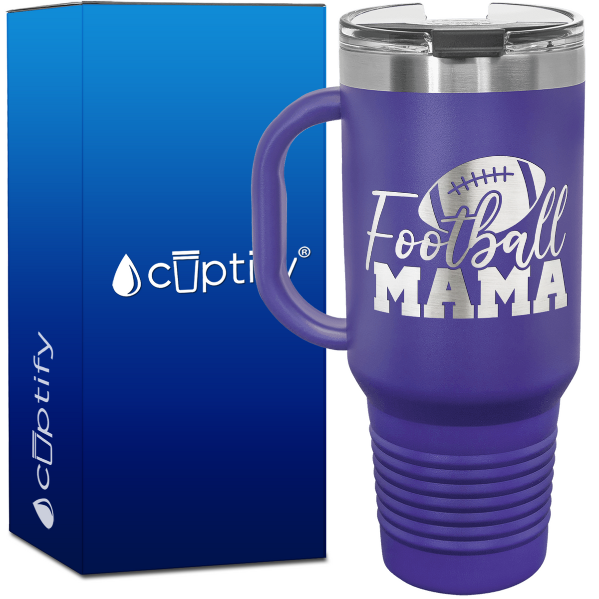 Football Mama with Football 40oz Football Travel Mug
