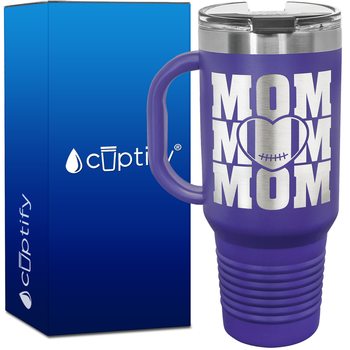 Mom Mom Mom Football 40oz Football Travel Mug