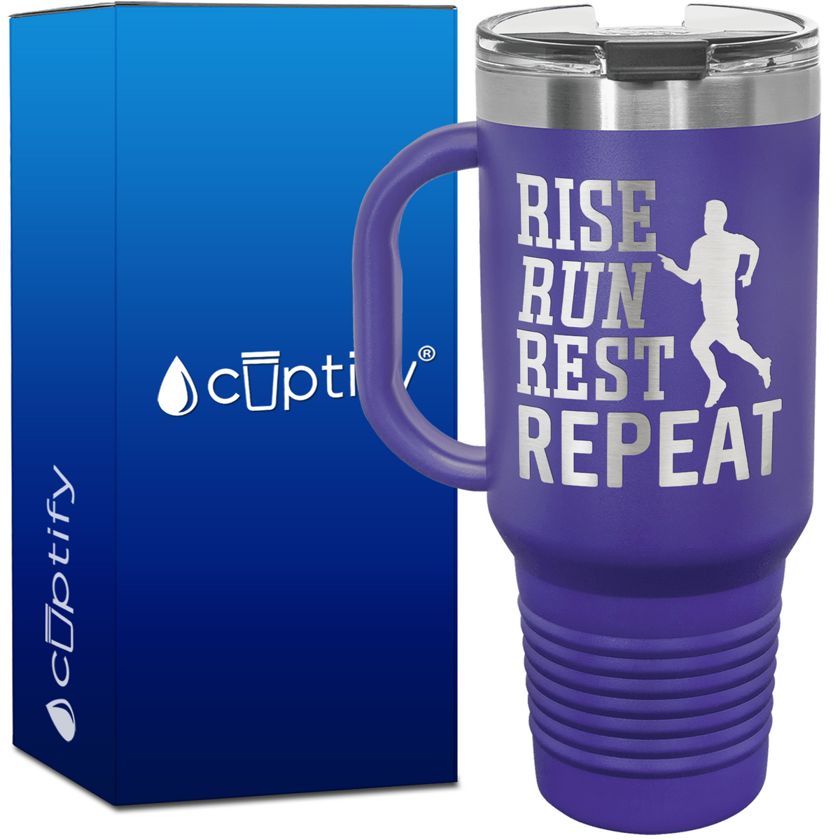 Rise Run Rest Repeat 40oz Running Travel Mug