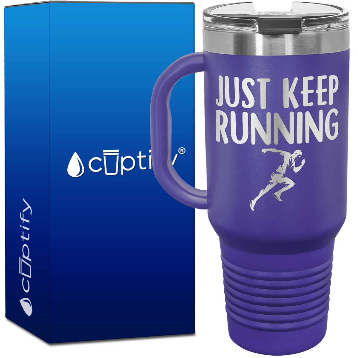 Just Keep Running Silhouette 40oz Running Travel Mug