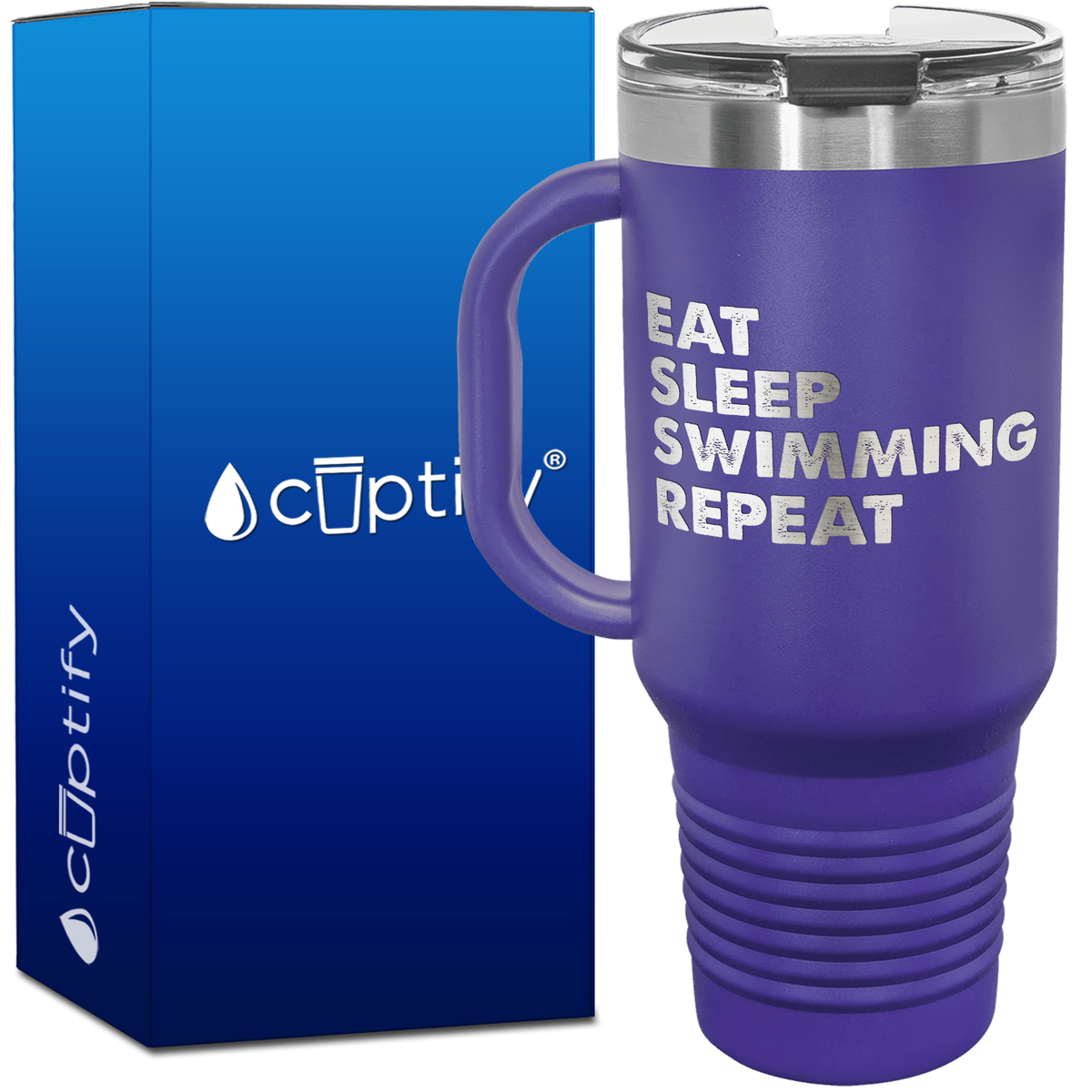 Eat Sleep Swimming Repeat 40oz Swimming Travel Mug
