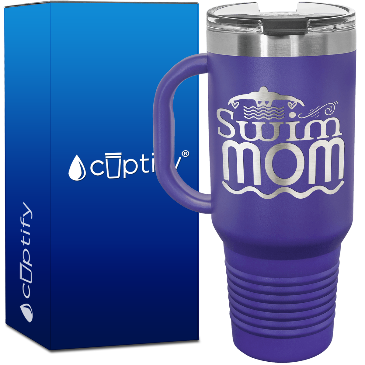 Swim Mom with Silhouette 40oz Swimming Travel Mug