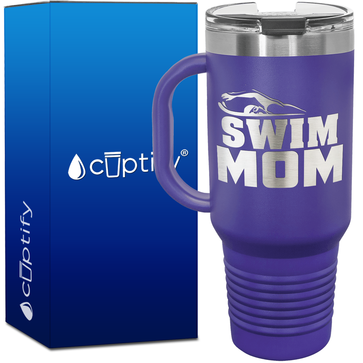 Swim Mom with Swimmer Silhoutte 40oz Swimming Travel Mug