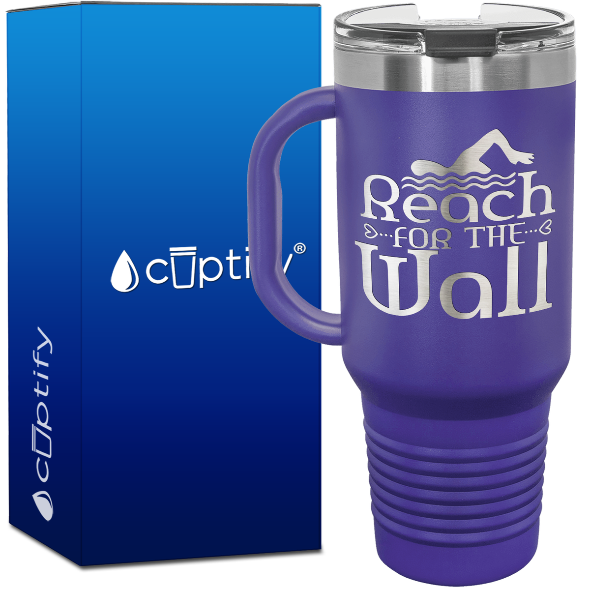 Reach for the Wall with Swimmer 40oz Swimming Travel Mug
