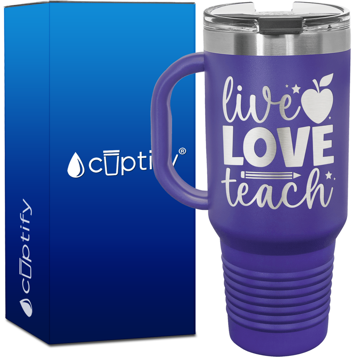 Live Love Teach with Apple 40oz Teacher Travel Mug