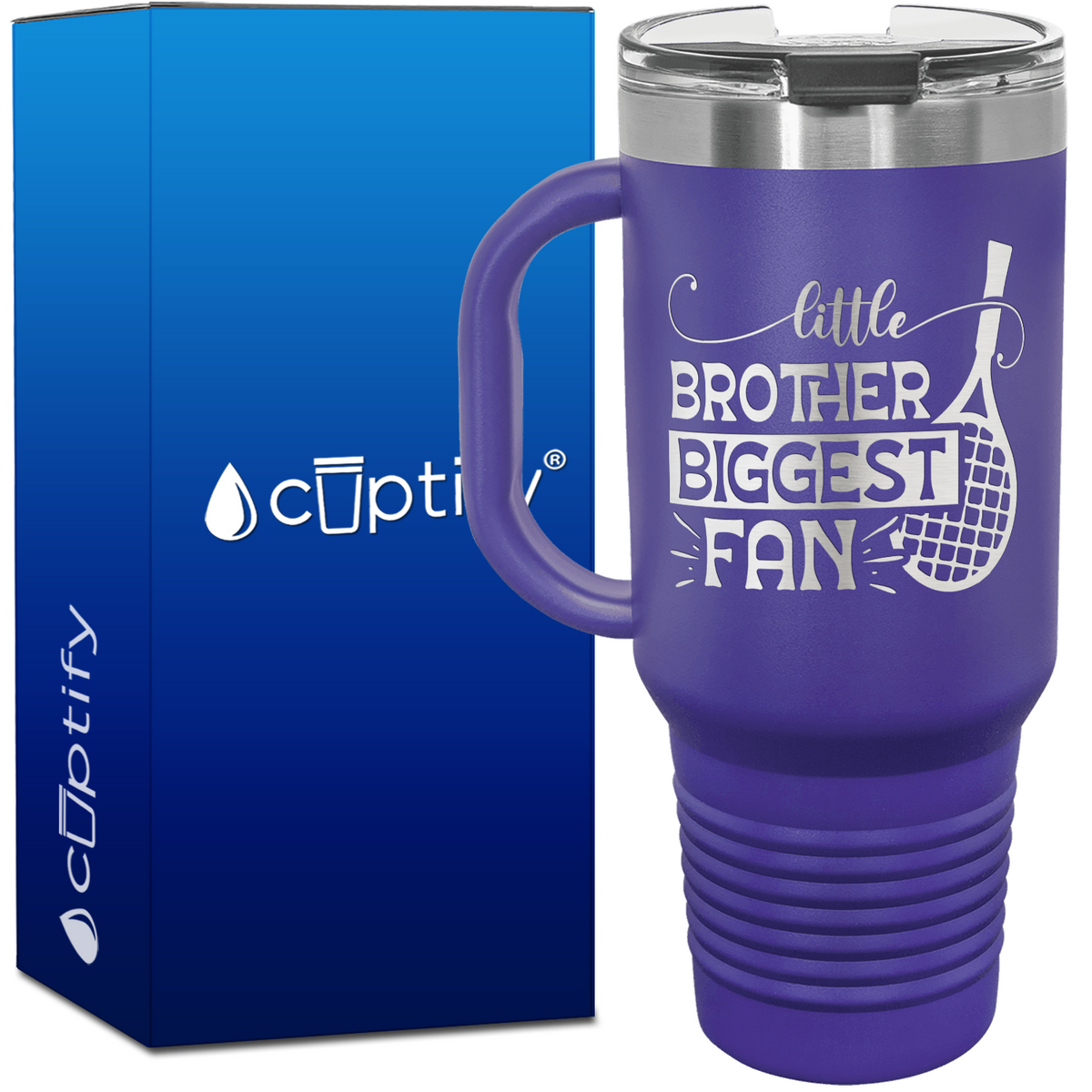 Little Brother Biggest Fan Tennis 40oz Tennis Travel Mug