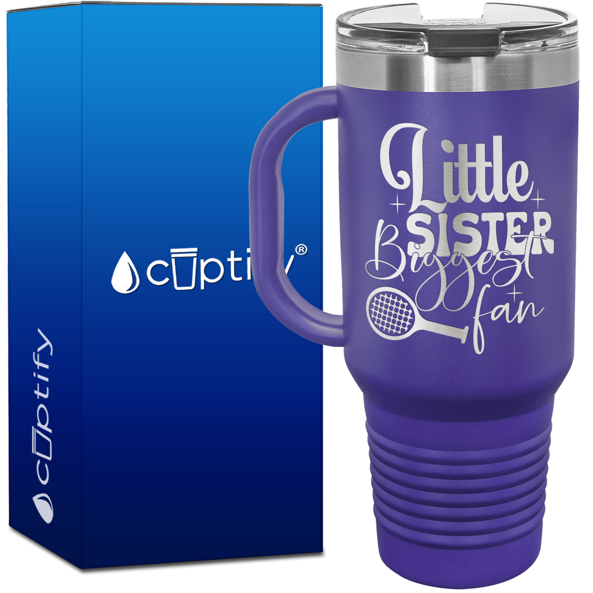 Little Sister Biggest Fan Tennis 40oz Tennis Travel Mug