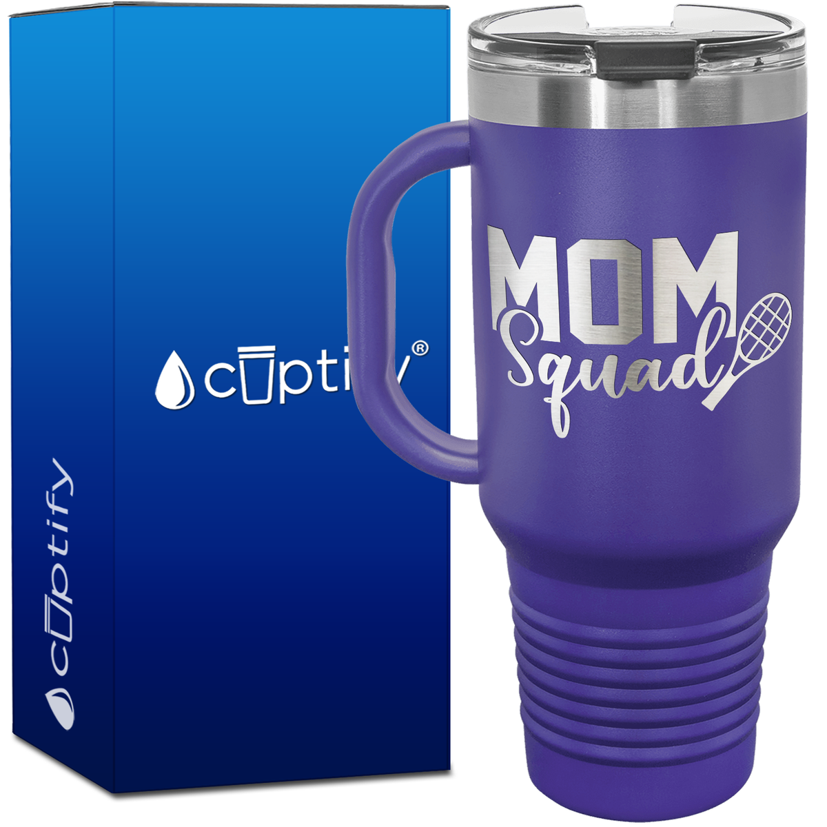 Mom Squad Tennis with Racket 40oz Tennis Travel Mug