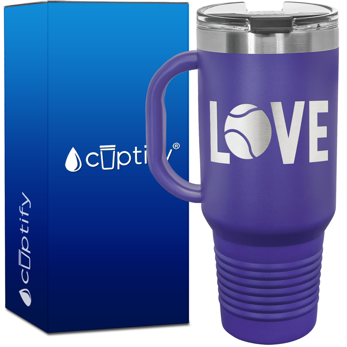 Tennis Love with Ball 40oz Tennis Travel Mug
