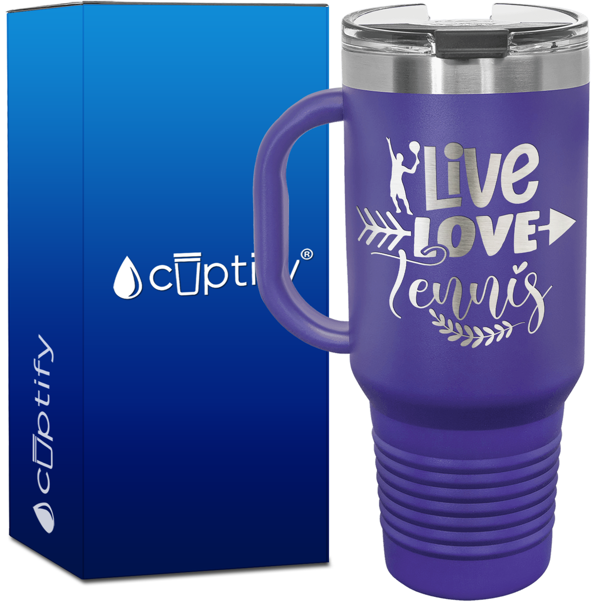 Live Love Tennis with Silhouette 40oz Tennis Travel Mug