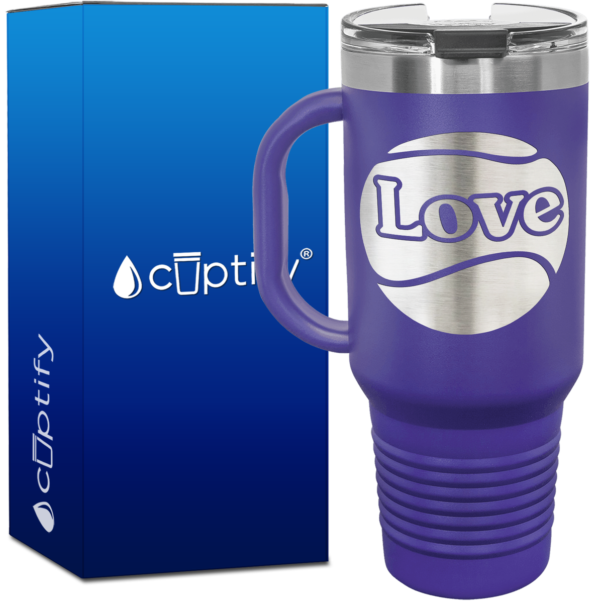 Love Tennis Ball Silhouette 40oz Tennis Travel Mug