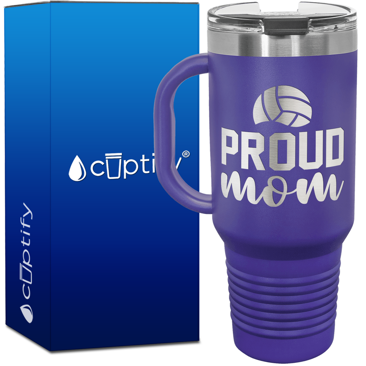 Proud Mom 40oz Volleyball Travel Mug