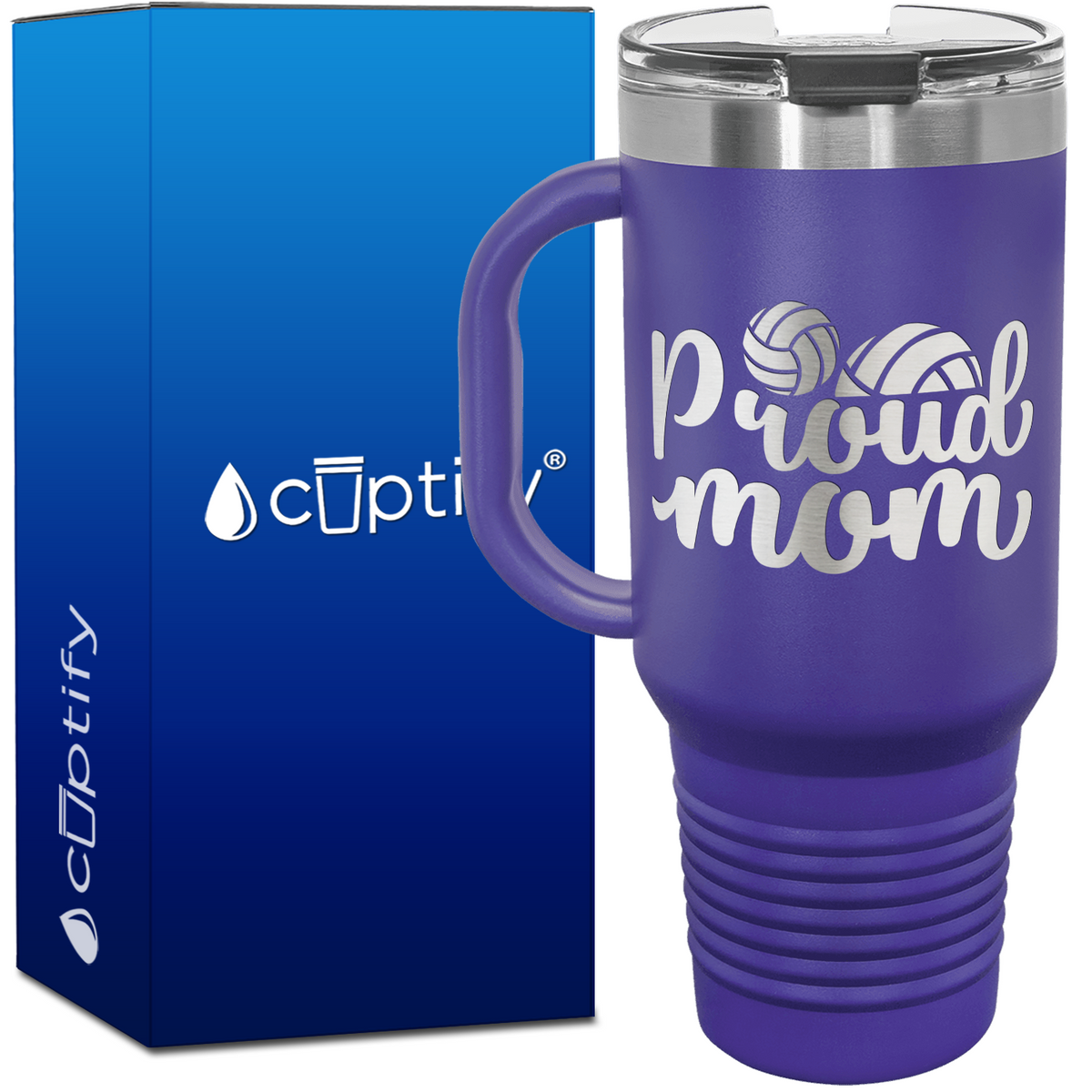 Proud Mom 40oz Volleyball Travel Mug