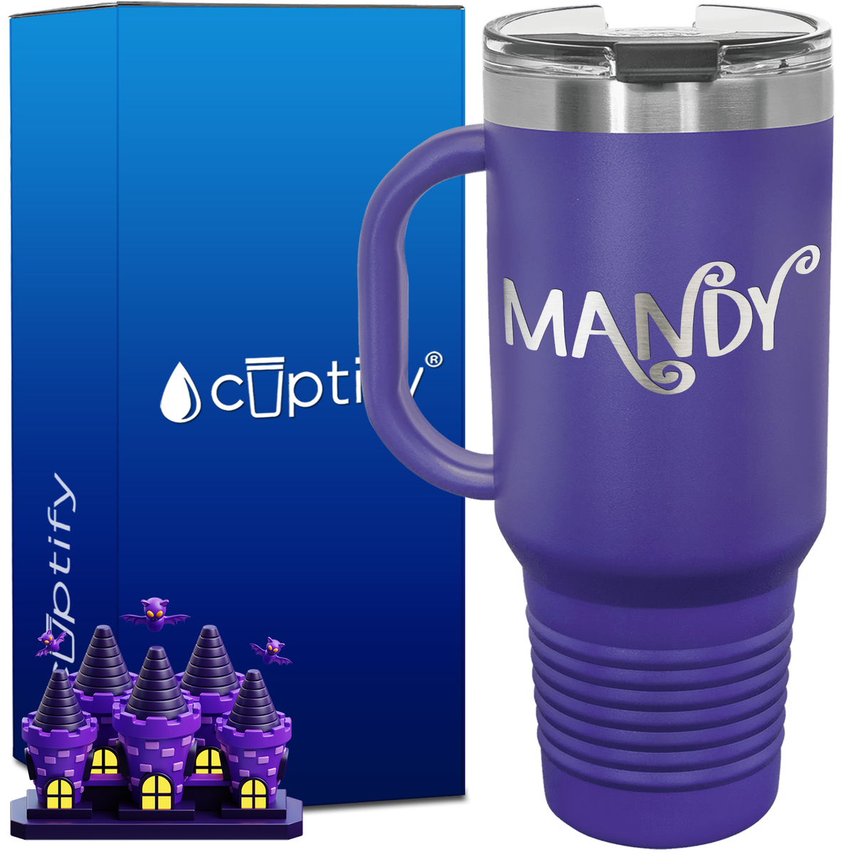 Personalized Curly Spooky Font Style 40oz Halloween Travel Mug