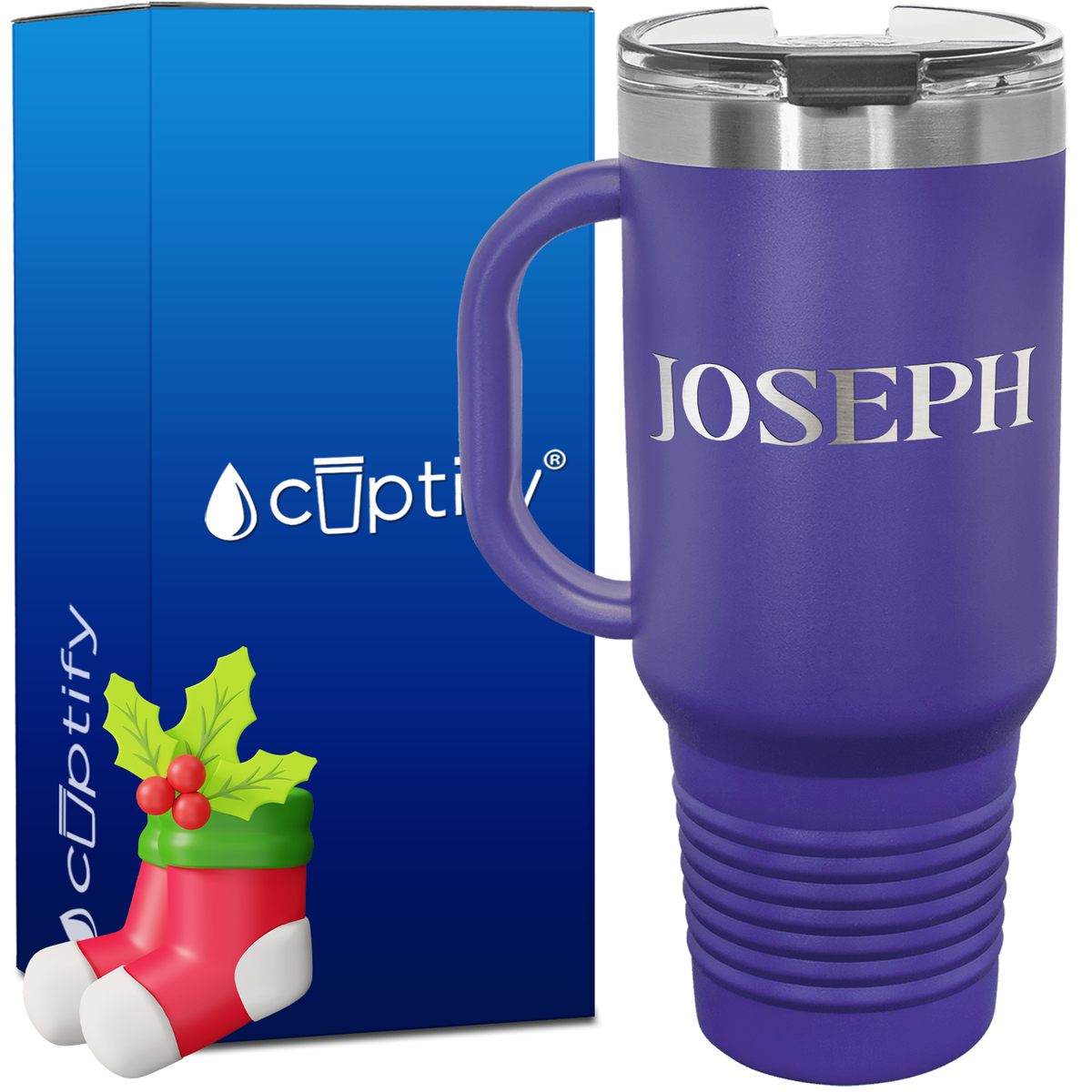 Personalized Merry Christmas Font Style 40oz Christmas Travel Mug