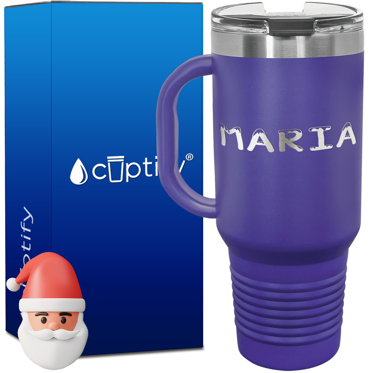 Personalized Snowy Font Style 40oz Christmas Travel Mug