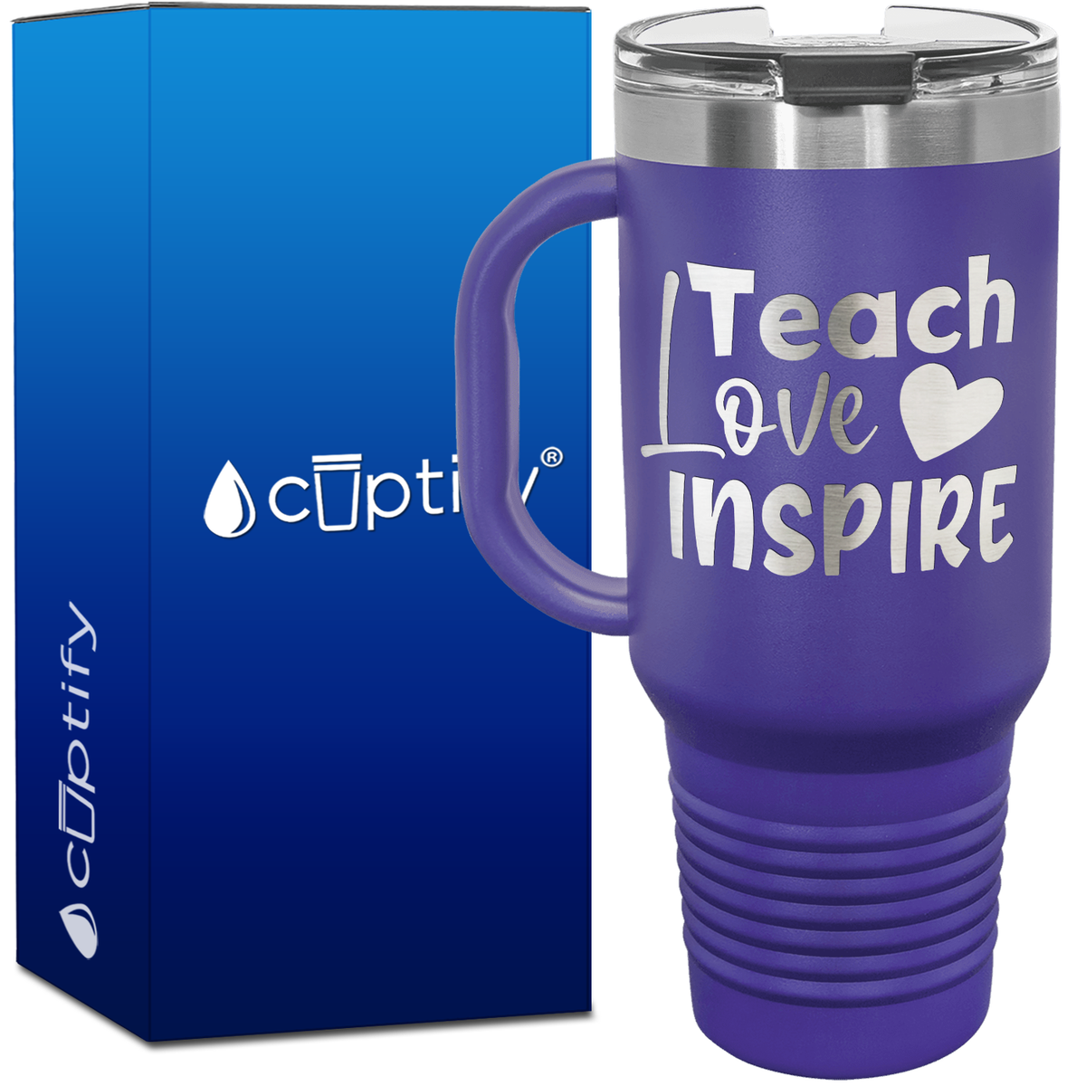 Teach Love Inspire with Heart 40oz Teacher Travel Mug