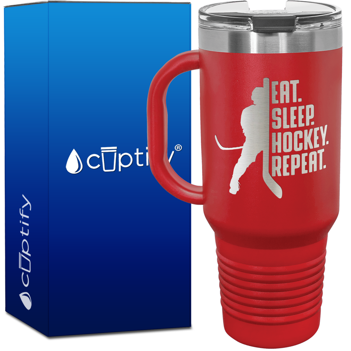 Eat. Sleep. Hockey. Repeat. 40oz Travel Mug