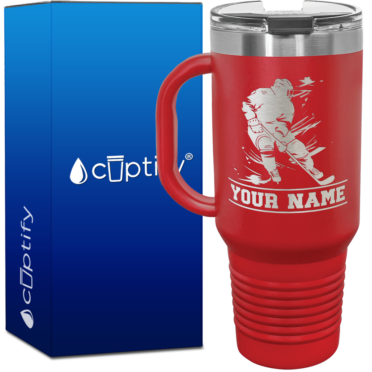 Personalized Skating Hockey Player.40oz Travel Mug