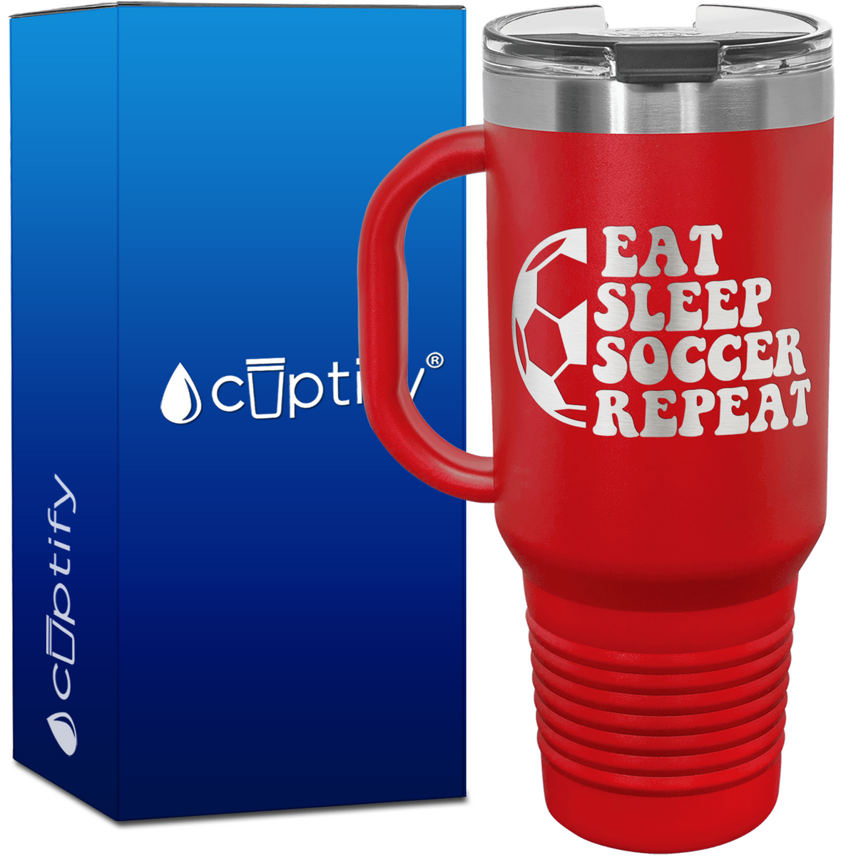 Eat Sleep Soccer Repeat Soccer Ball 40oz Soccer Travel Mug