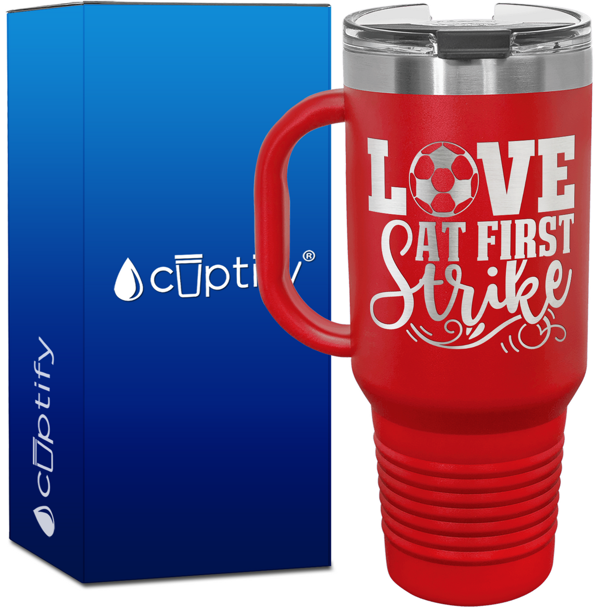 Love at First Strike 40oz Soccer Travel Mug
