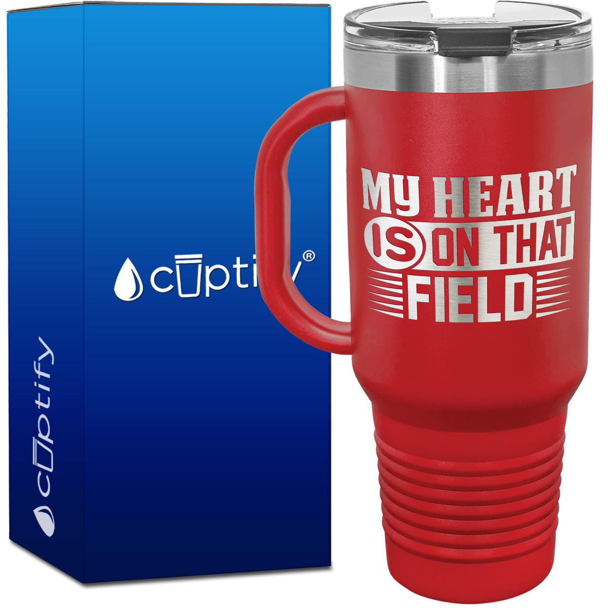 My Heart is on that Field 40oz Soccer Travel Mug