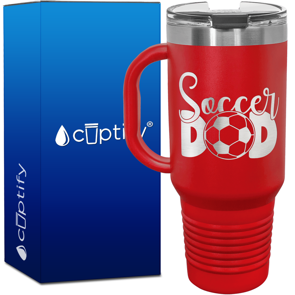 Soccer Dad with Ball 40oz Soccer Travel Mug