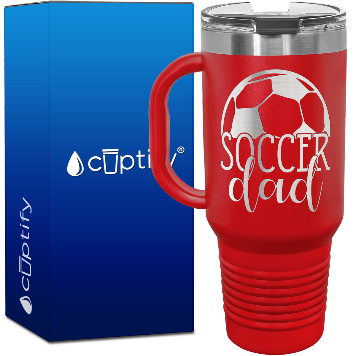 Soccer Dad with Ball on Top 40oz Soccer Travel Mug