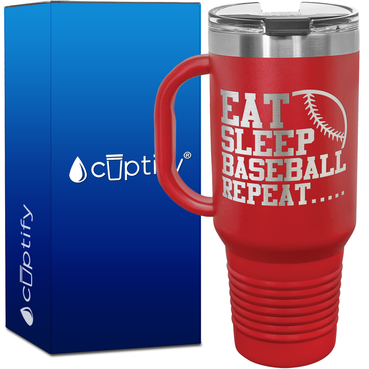 Eat Sleep Baseball Repeat 40oz Baseball Travel Mug