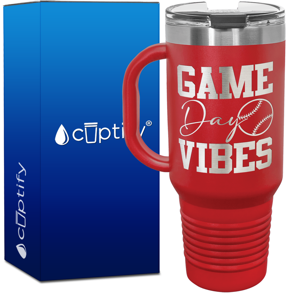 Game Day Vibes Baseball 40oz Baseball Travel Mug