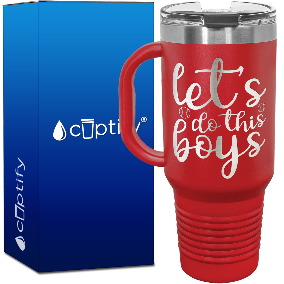 Let's Do This Boys Baseball 40oz Baseball Travel Mug