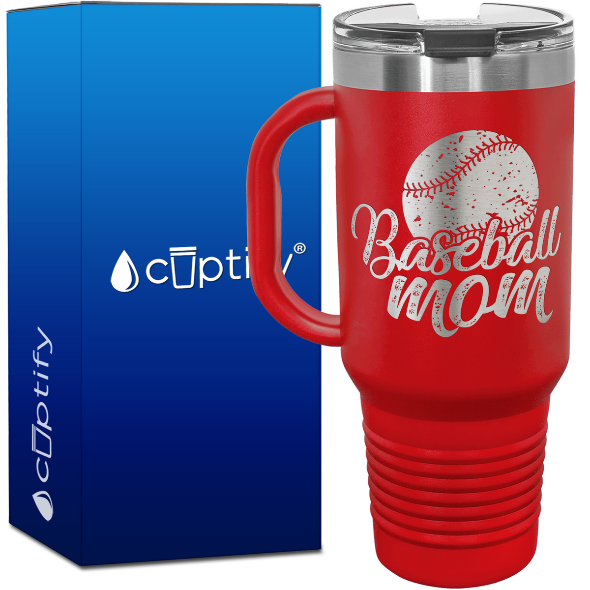Baseball Mom Distressed 40oz Baseball Travel Mug