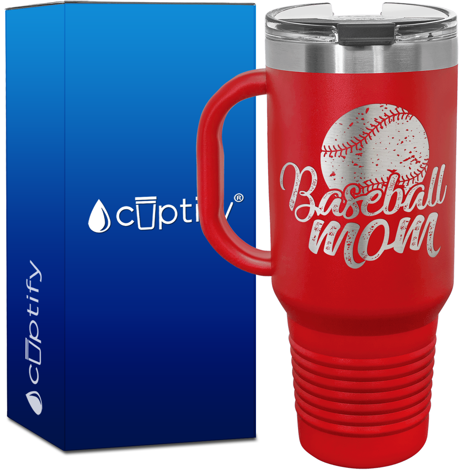 Baseball Mom Distressed 40oz Baseball Travel Mug