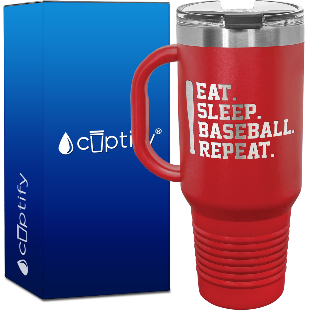 Eat. Sleep. Baseball. Repeat. Bat 40oz Baseball Travel Mug