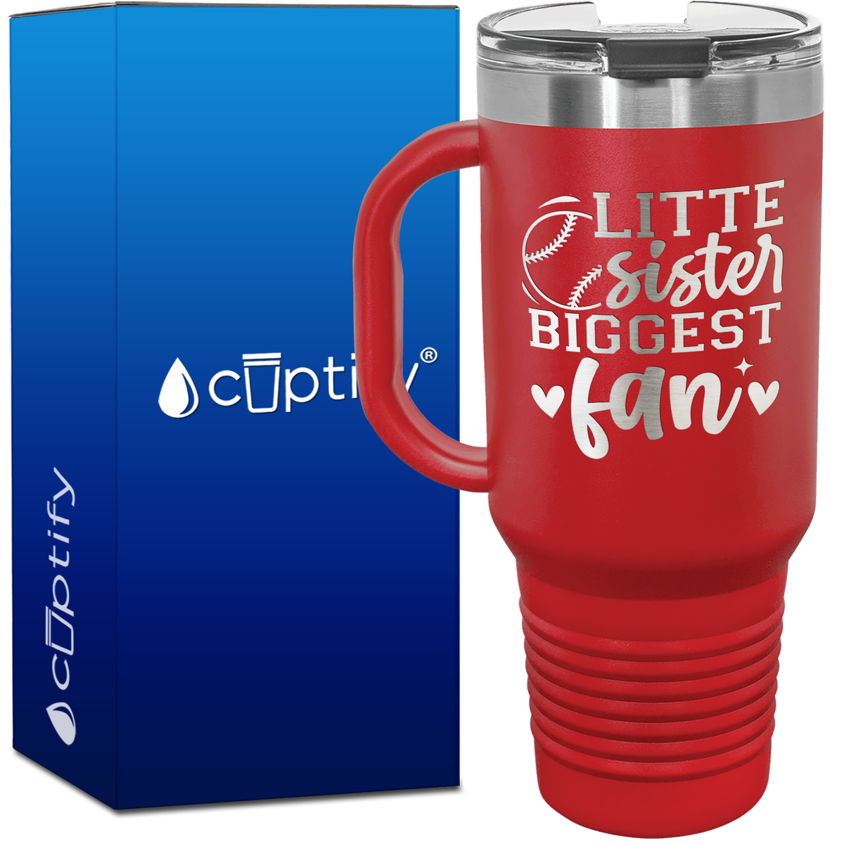 Little Sister Biggest Fan 40oz Baseball Travel Mug