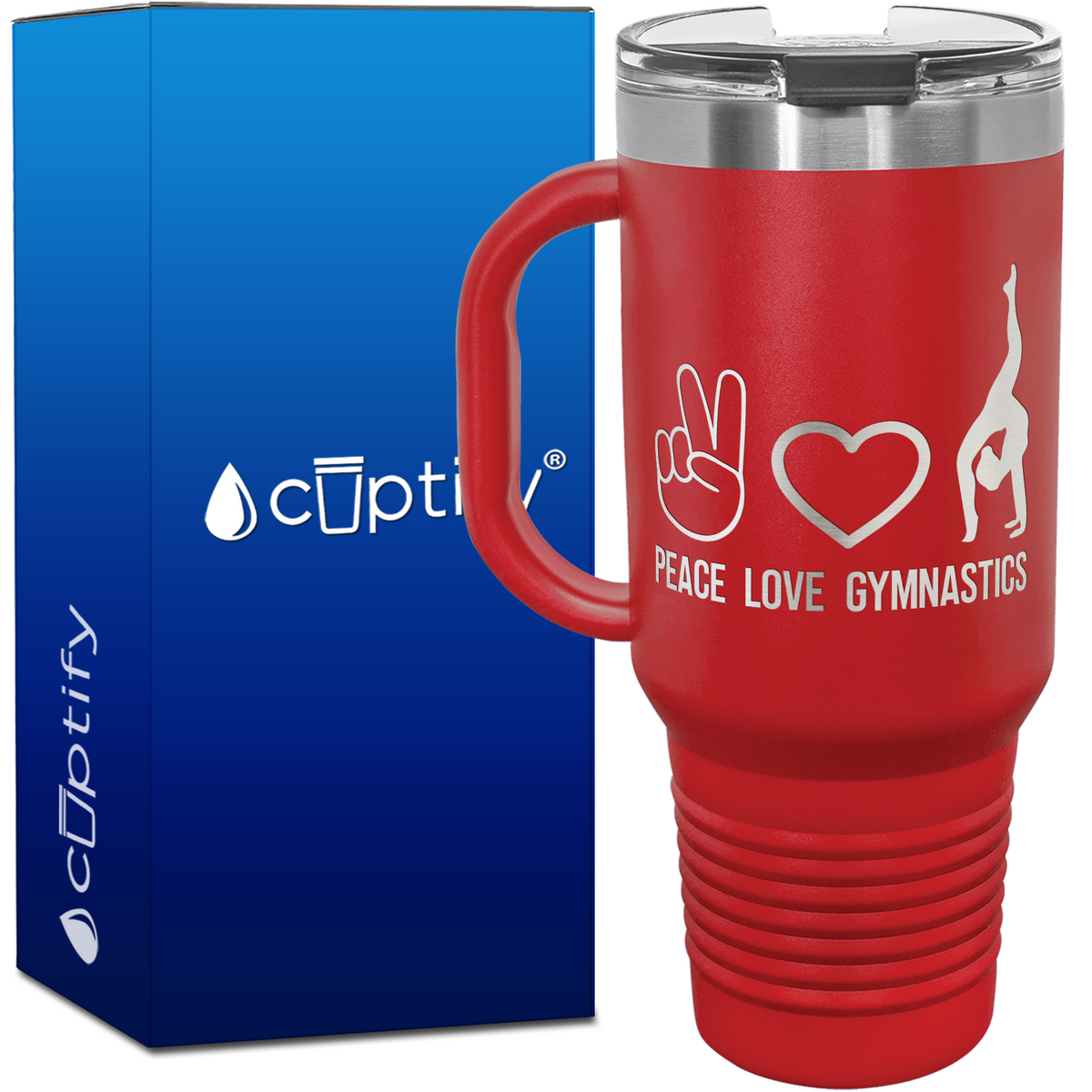 Peace Love Gymnastics 40oz Gymnastics Travel Mug