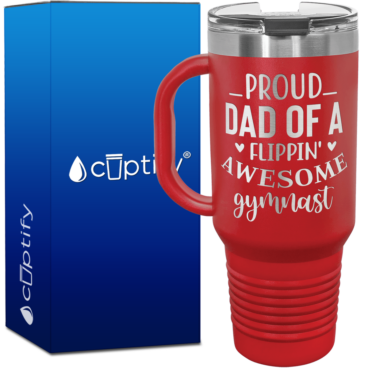 Proud Dad of a Flippin' Awesome Gymnast 40oz Gymnastics Travel Mug