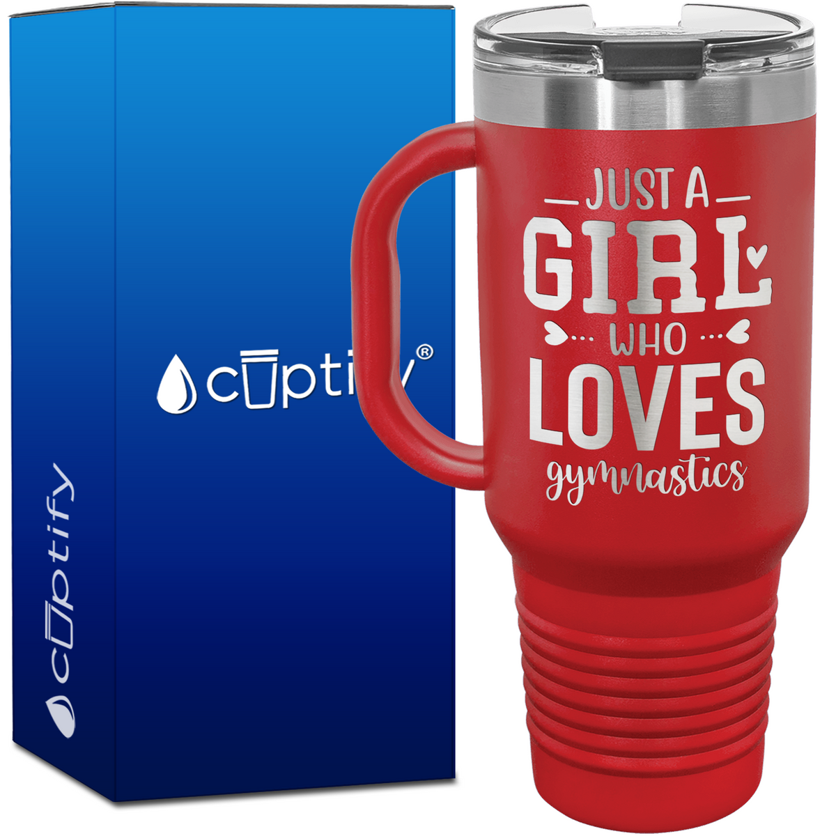 Just a Girl Who Loves Gymnastics Heart 40oz Gymnastics Travel Mug